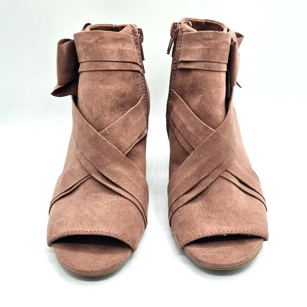 LC Lauren Conrad Mauve Ankle Boots Side Bow Zip Women’s 6.5 Feminine